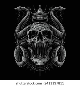 horned king skull clothing design