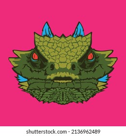Horned Lizard face vector illustration in decoratice style, perfect for tshirt style and mascot logo