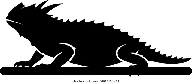 Horned lizard resting on a branch silhouette with wildlife