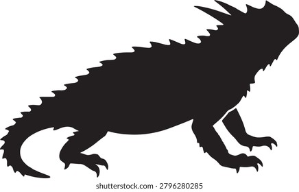 Horned lizard silhouette isolated on transparent background wild desert reptile graphic nature animal.eps