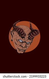 Horned man head vector illustration