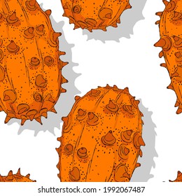 Horned melons, Kiwanos repeating pattern, editable vector template