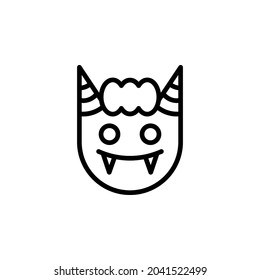 Horned monster head icon with outline style