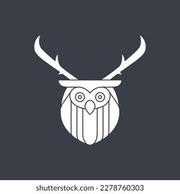 horned owl head animal bird nocturnal modern logo design vector
