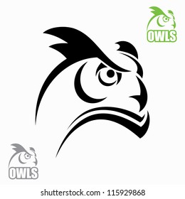 Horned owl head - vector illustrations