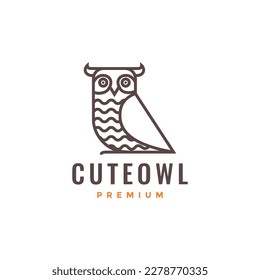 horned owl perched geometric minimal modern logo design vector