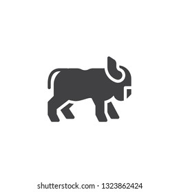 Horned ox side view vector icon. filled flat sign for mobile concept and web design. standing ox glyph icon. Farm animal symbol, logo illustration. Pixel perfect vector graphics