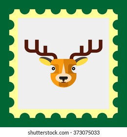 Horned reindeer head