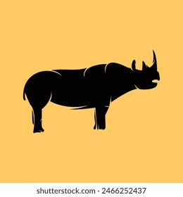 Horned Rhinoceros Silhouette Shape Vector for Logo