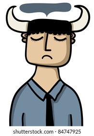 horned sad man