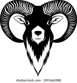 horned sheep vector. great for logo designs, t-shirts, tattoos, etc.