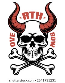 Horned Skull And Crossbones Art - Rebellious Urban Style