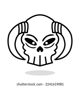 Horned skull, Skull Logo, Tattoo, black white, vector illustration