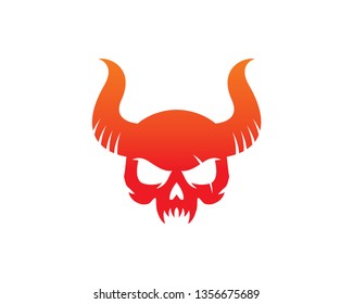 Horned Skull Logo Template, Icon, Symbol - Vector