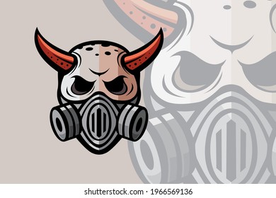 The horned skull mascot wears a poison mask, perfect for brand logos and t-shirt images.