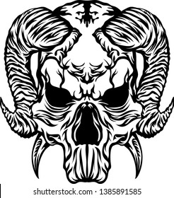 Horned skull vector illustrationskull on white background