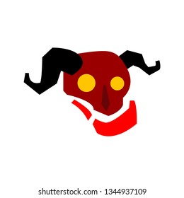 Horned skull vector on white background