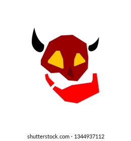 Horned skull vector on white background