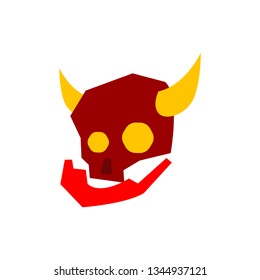 Horned skull vector on white background