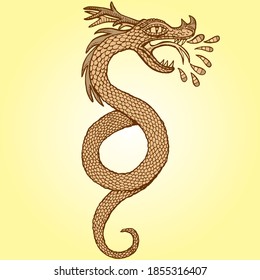 horned snake on a gold background