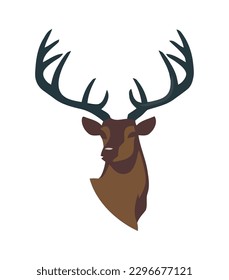 horned stag head, isolated vector design icon