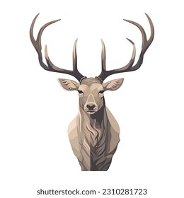 Horned stag winter forest a trophy icon isolated
