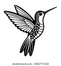 Horned Sungem Silhouette Majestic Bird Art