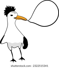 Horned terns are birds in the shorebird family and are a protected species of marine life. Wild bird and speech bubble illustration art