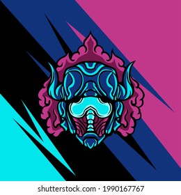 Horned Toxic Mask for logo mascot gaming or other
