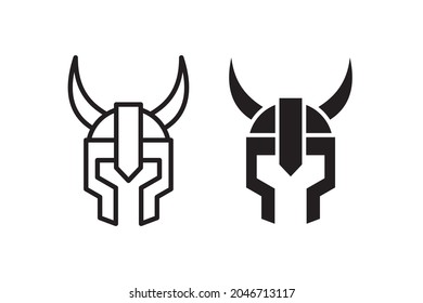 horned viking armor helmet vector icon for websites