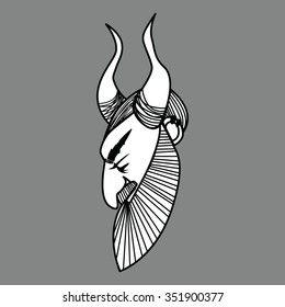 horned Viking with a beard