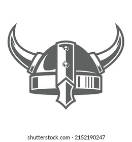 Horned Viking Helmet Icon, Celtic Headpiece, Old Barbarian Helmet With Horns, Vector