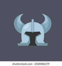 horned war helm in flat vector design.