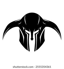 Horned Warrior Helmet Armor Icon Silhouette Illustration