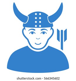 Horned Warrior vector icon. Flat cobalt symbol. Pictogram is isolated on a white background. Designed for web and software interfaces.