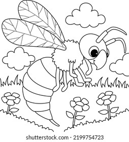 Hornet Animal Coloring Page for Kids