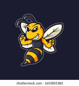 Hornet Bee Mascot Cartoon Logo Illustration