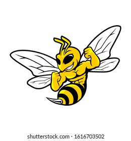Hornet Bee Mascot Logo Vector 