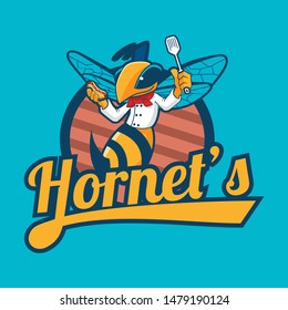 hornet chef character logo template 