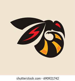 Hornet logo design isolated on brown background