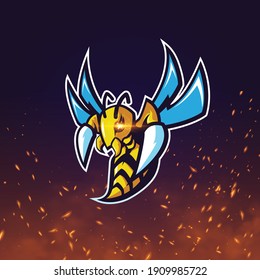 Hornet logo for game team esport. Wasp Mascot concept illustration vector. Suitable for Creative Industry, Multimedia, entertainment, Educations