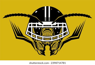 hornet mascot with football helmet and facemask for school, college or league sports