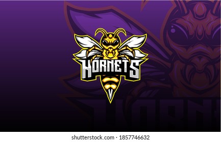 Hornet mascot logo design. Hornet vector illustration