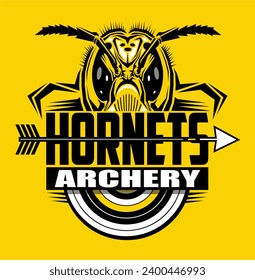 hornets archery team design with mascot for school, college or league sports