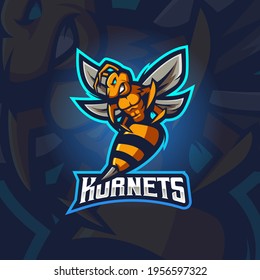 Hornets e-Sport Mascot Logo Design Illustration Vector