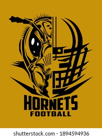 hornets football team design with half helmet and facemask for school, college or league