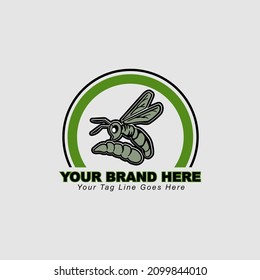 Hornets logo design vector Illustration, black soldier fly logo template. Icon symbol