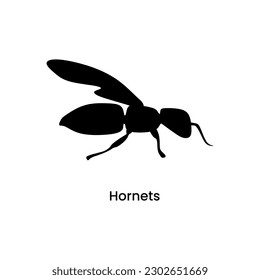 Hornets silhouette icon. Dangerous insect with deadly venom. Vector illustration in trendy style. Editable graphic resources for many purposes.