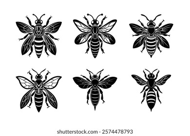 Hornets silhouette vector set with white background