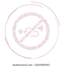 The horning prohibited symbol filled with pink dots. Pointillism style. Vector illustration on white background